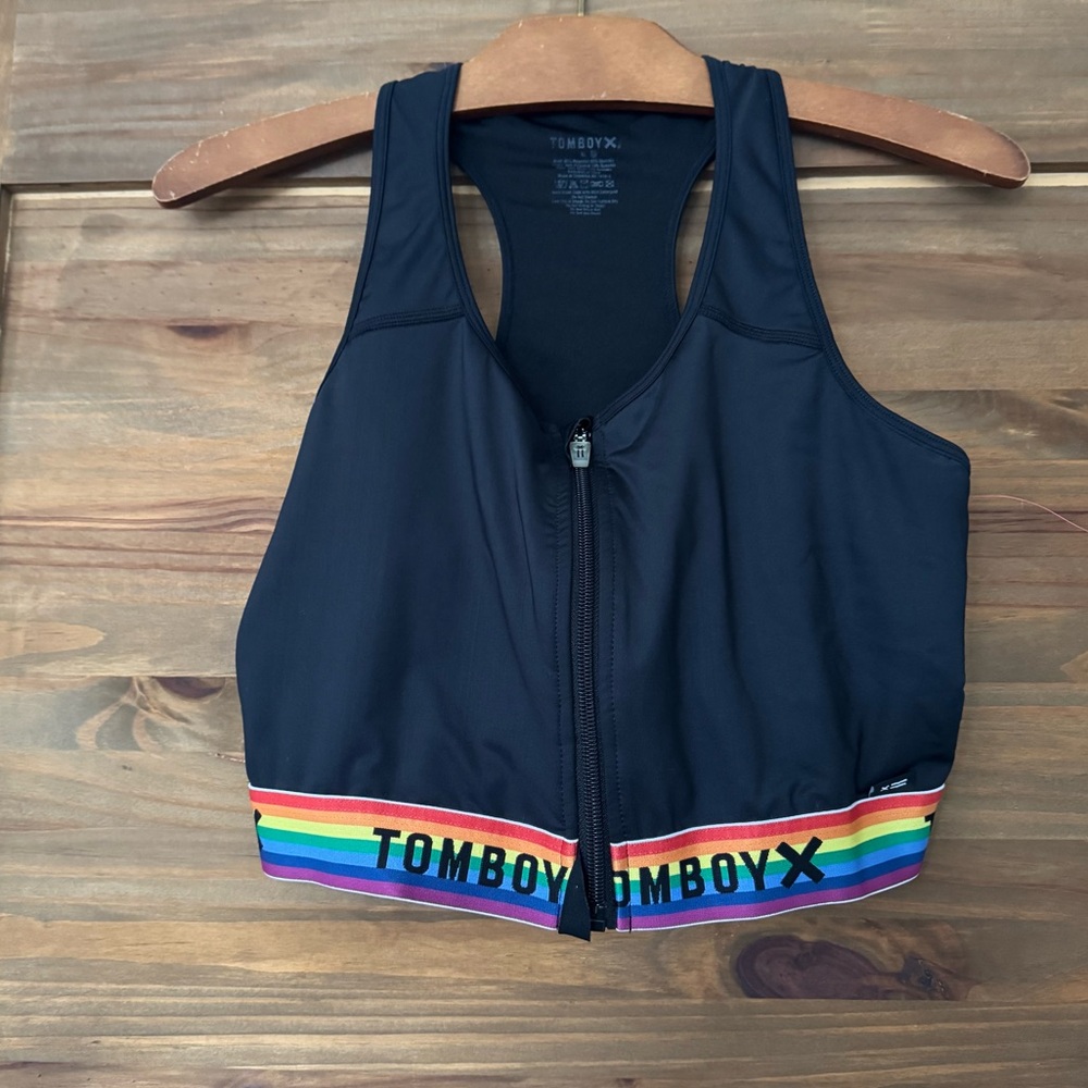 TomboyX  Rainbow Zip Up Sports Bra XL
